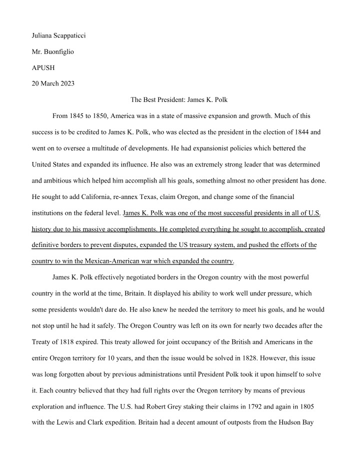 Analysis of James K. Polk's Presidency