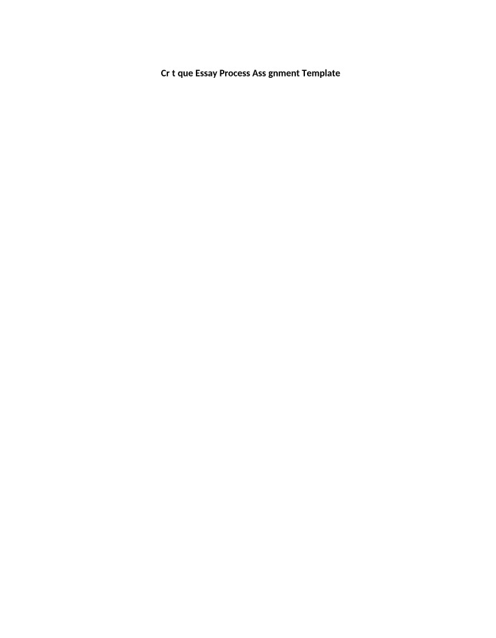 Assignment Template for Critique Essay Process