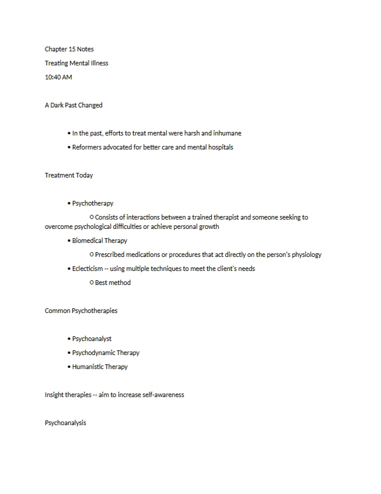 Mental Illness Treatment