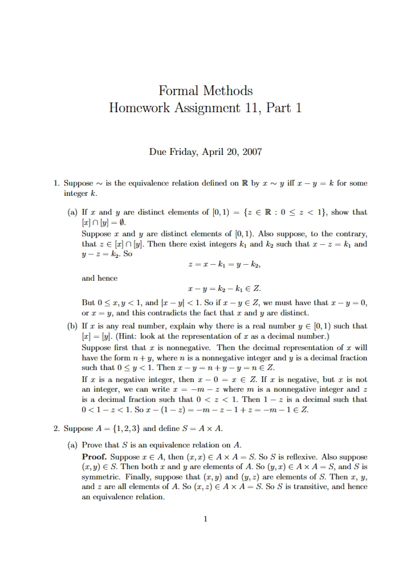 Assignment Eleven Formal Methods