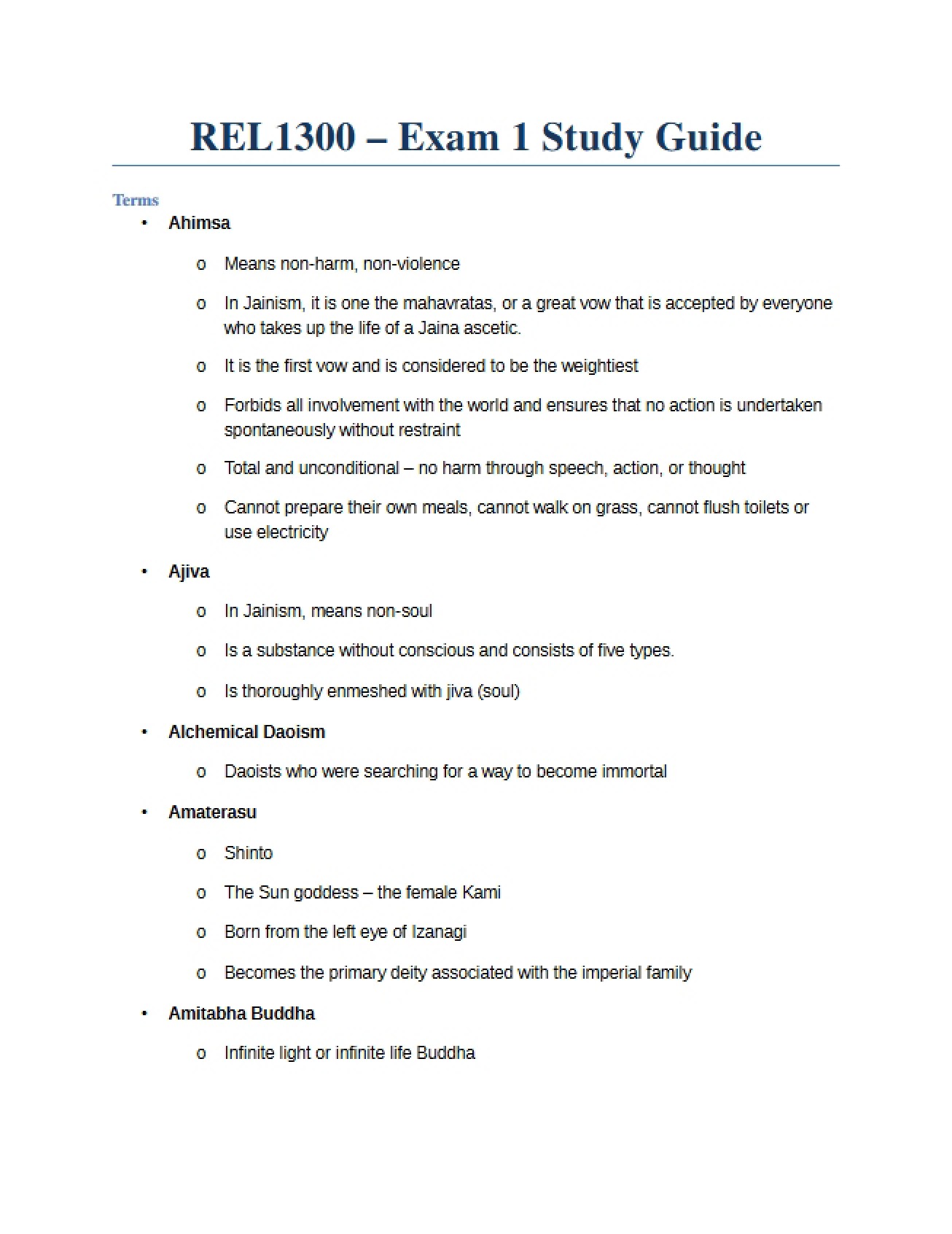 Guide for First Exam