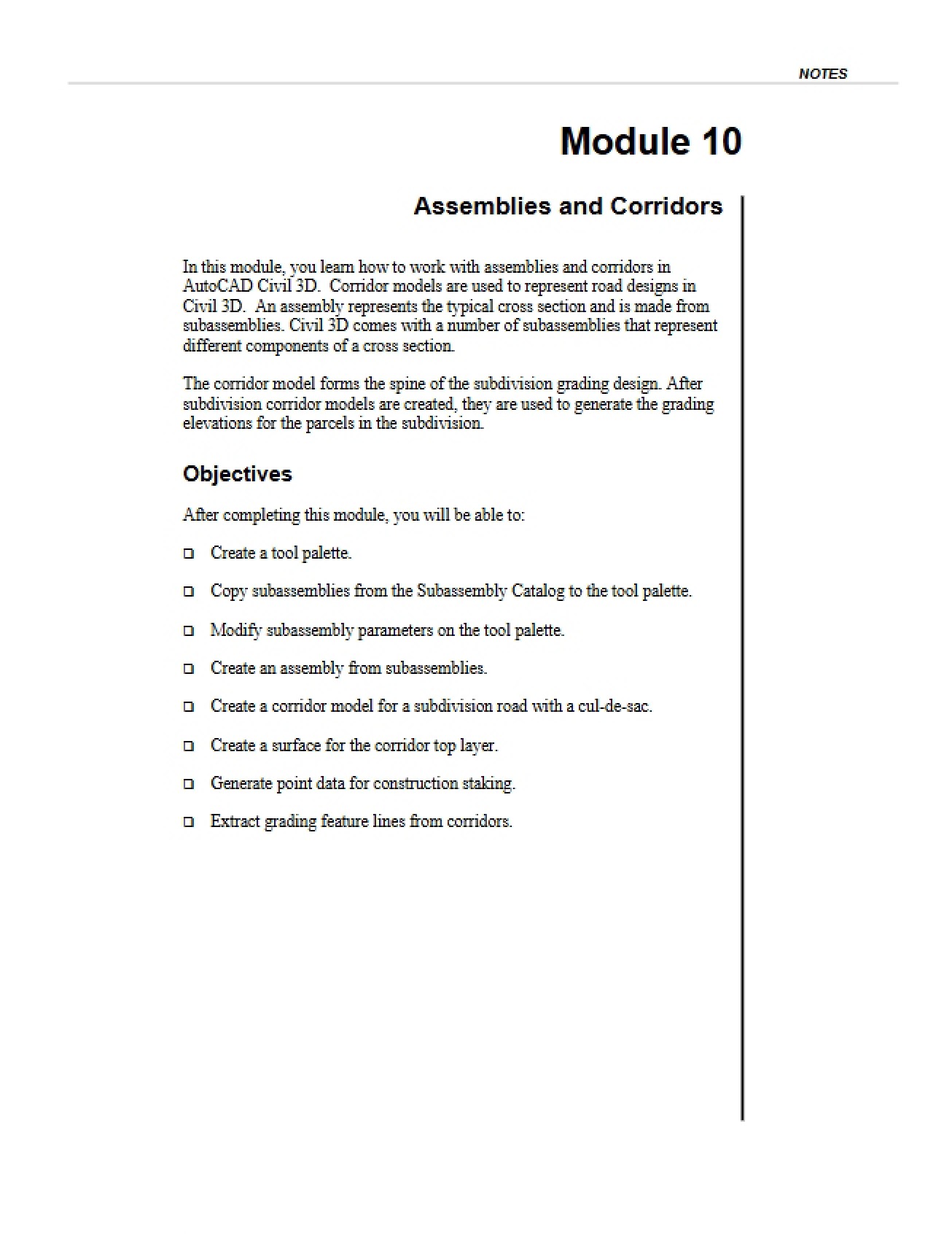 Corridors and Assemblies Module 10