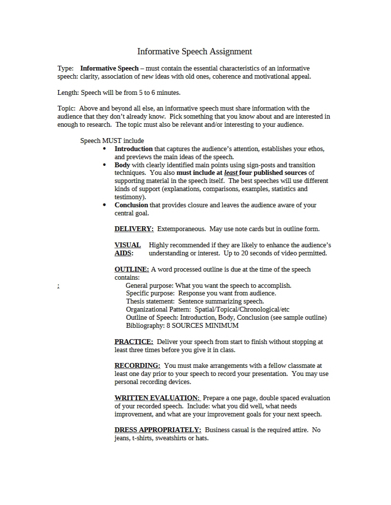 Assignment Informative Speech