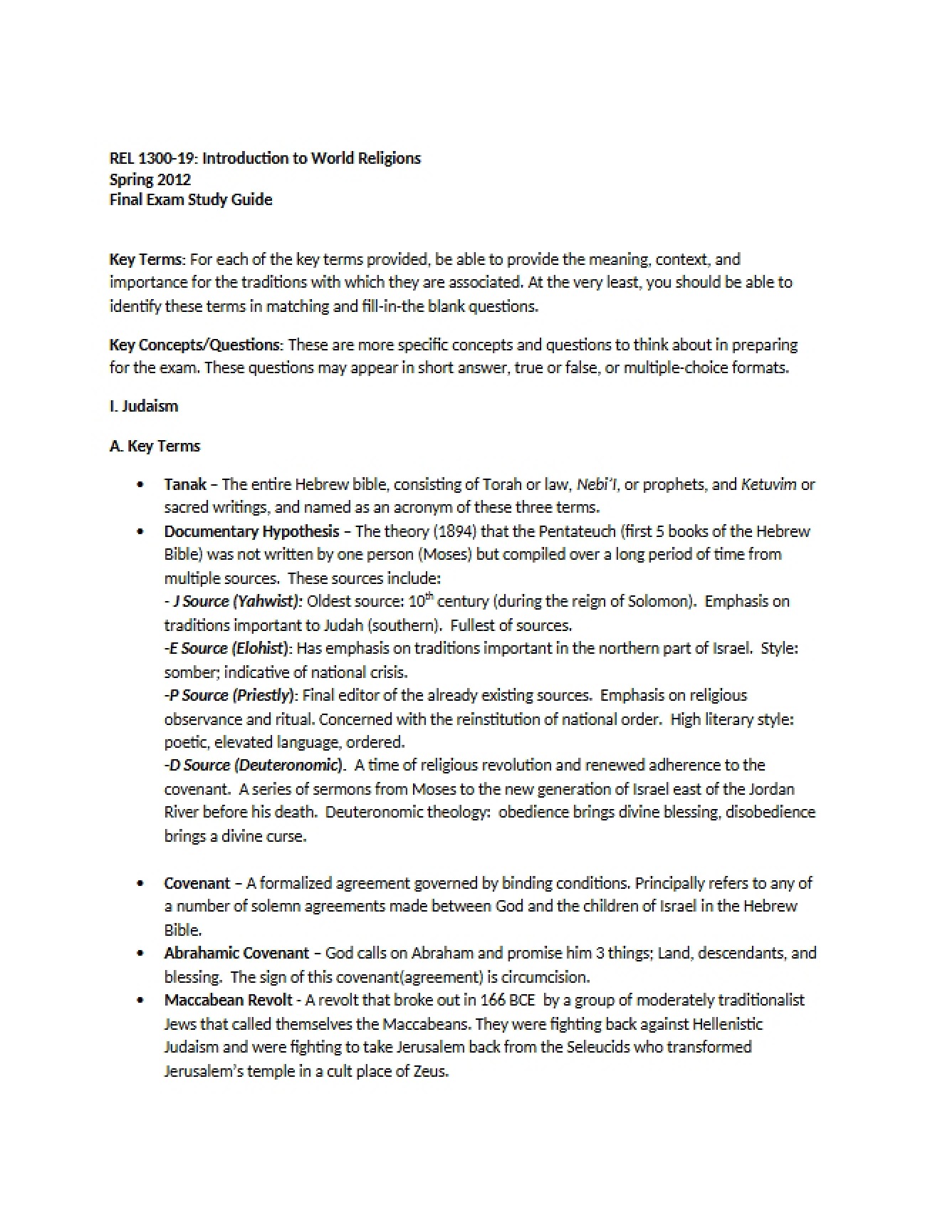 Final Exam Study Materials