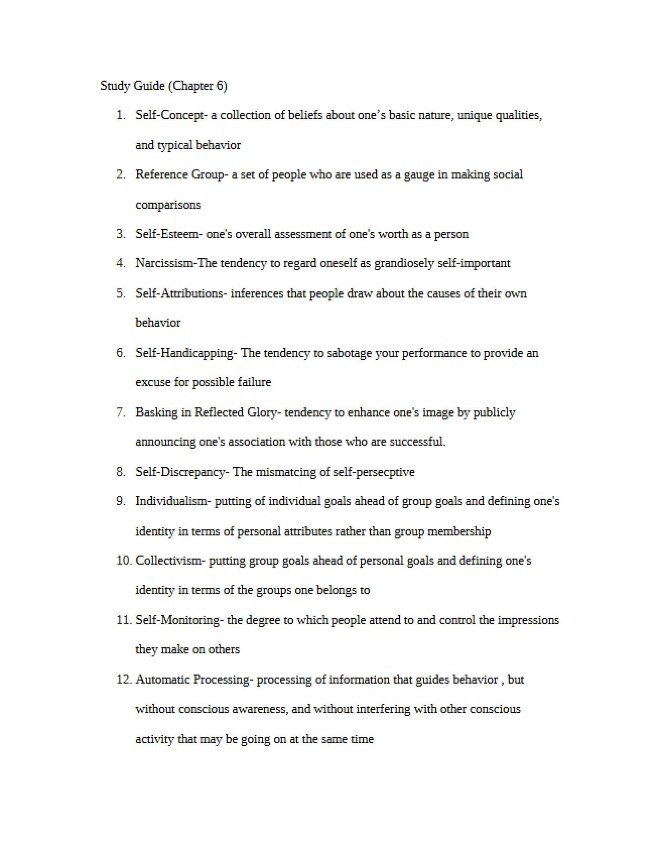 Study Guide for Psychology of Personal and Social Adjustment