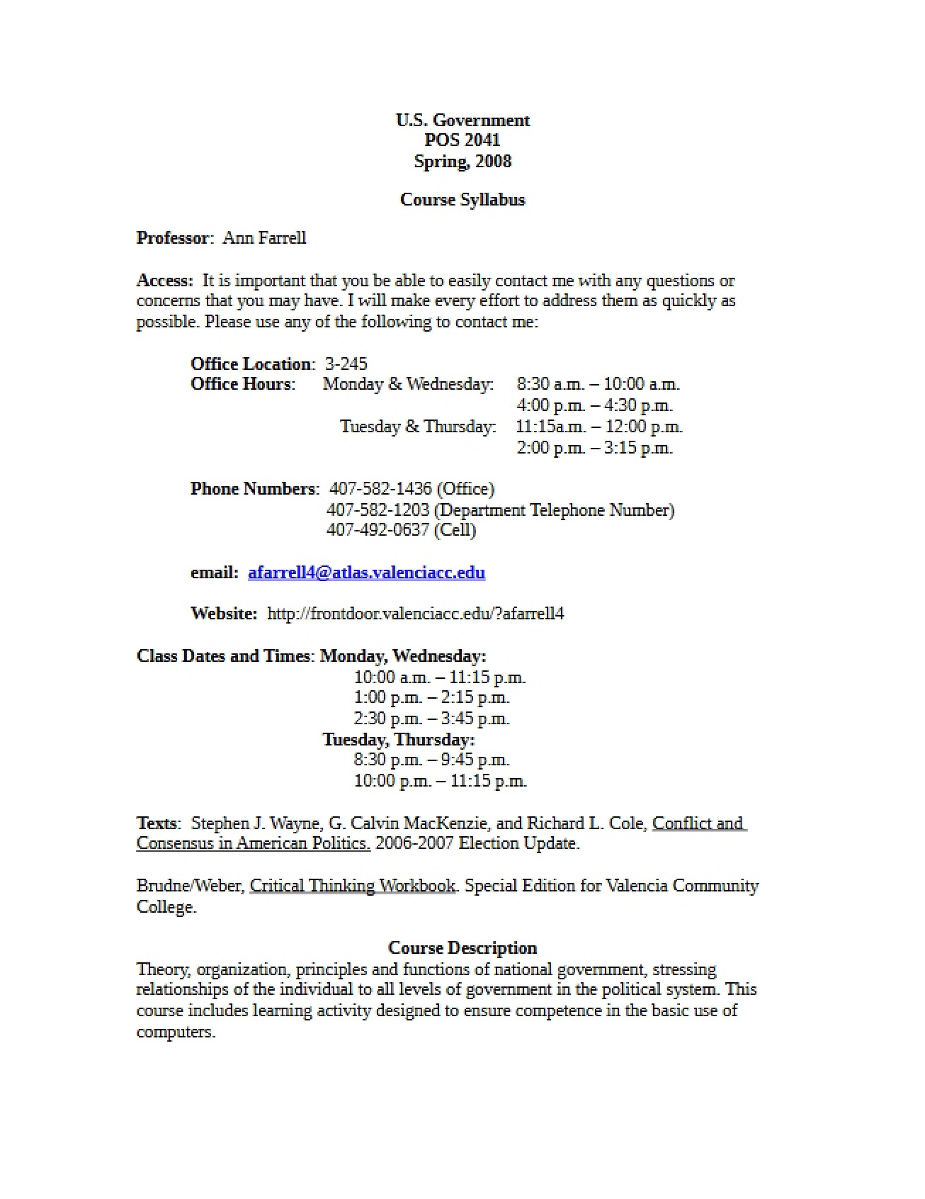 Course Syllabus - 6 Pages