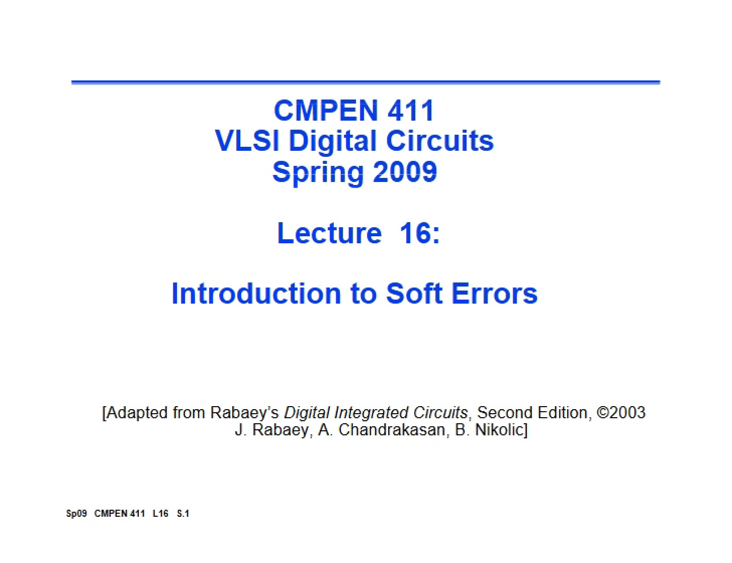 Soft Error Analysis