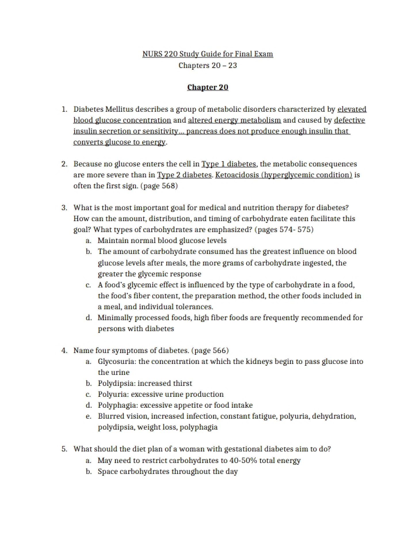 Final Exam Study Guide (NURS 220)
