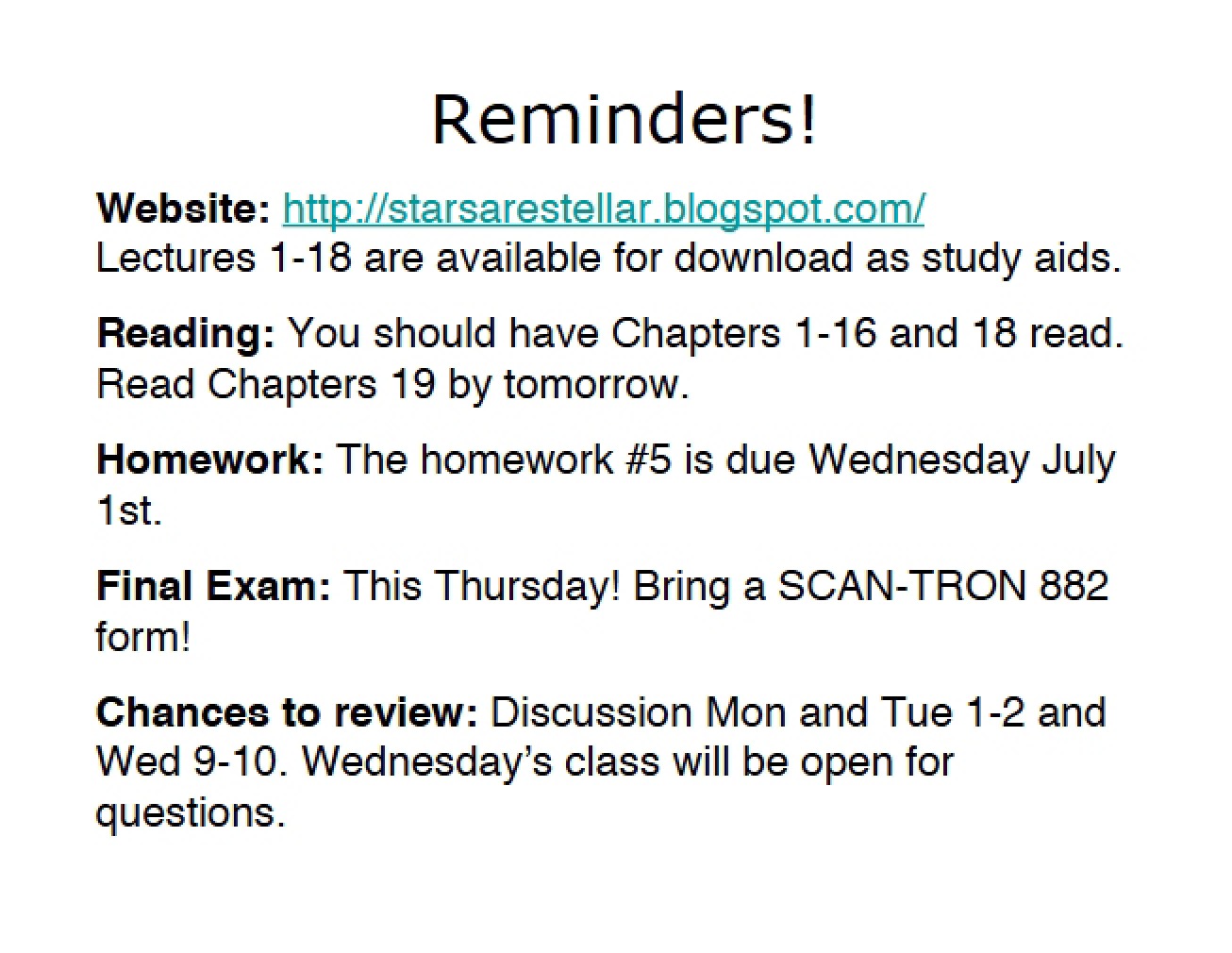 Lecture Summaries