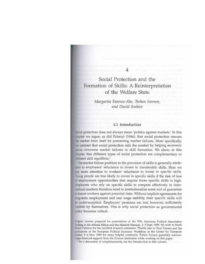 Skills Formation and Social Protection
