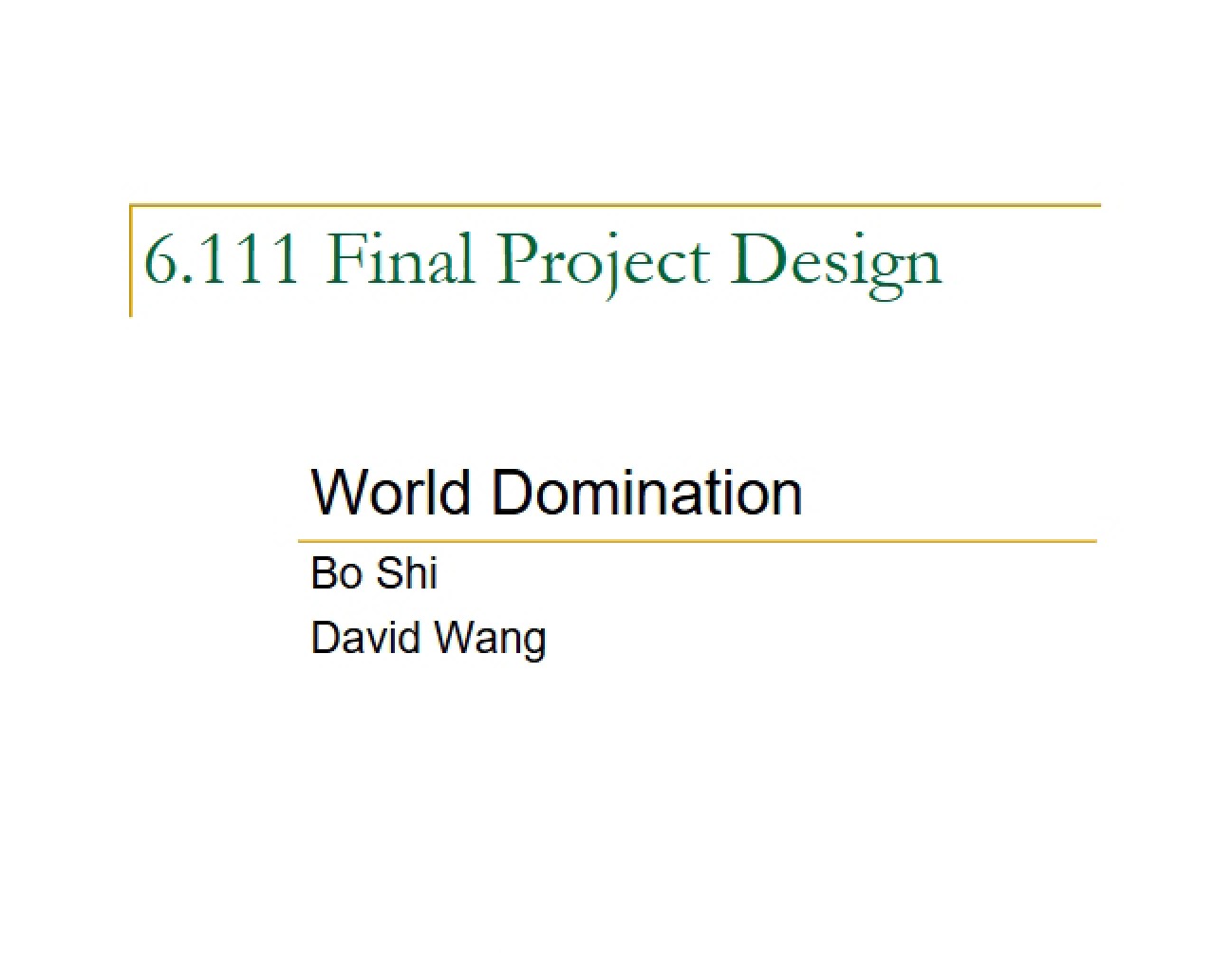 Project World Domination