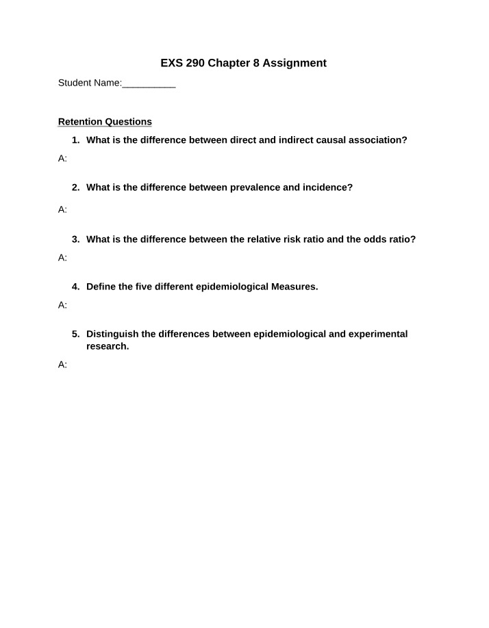 EXS 290 Chapter 8 Assignment Draft