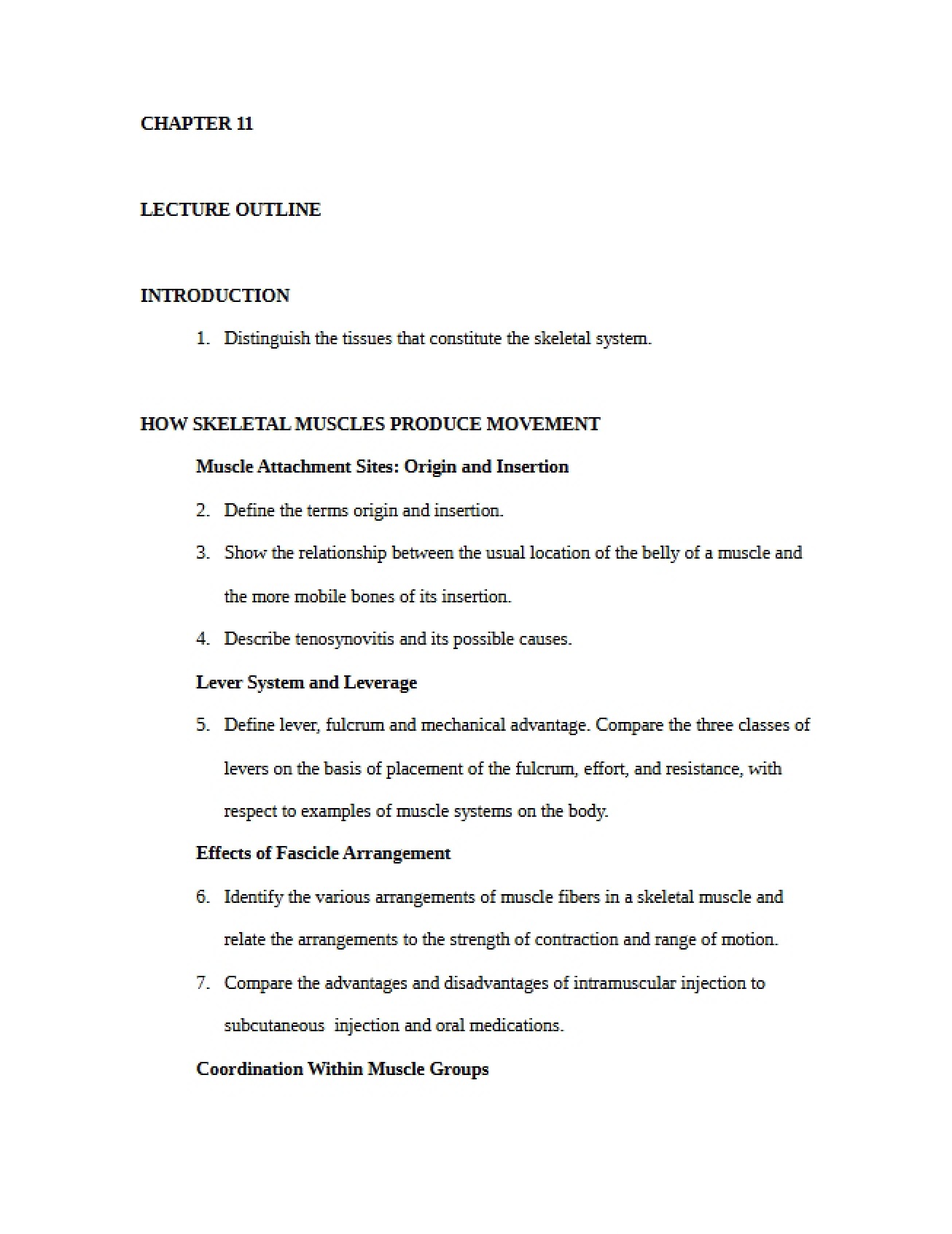 Notes from Lecture