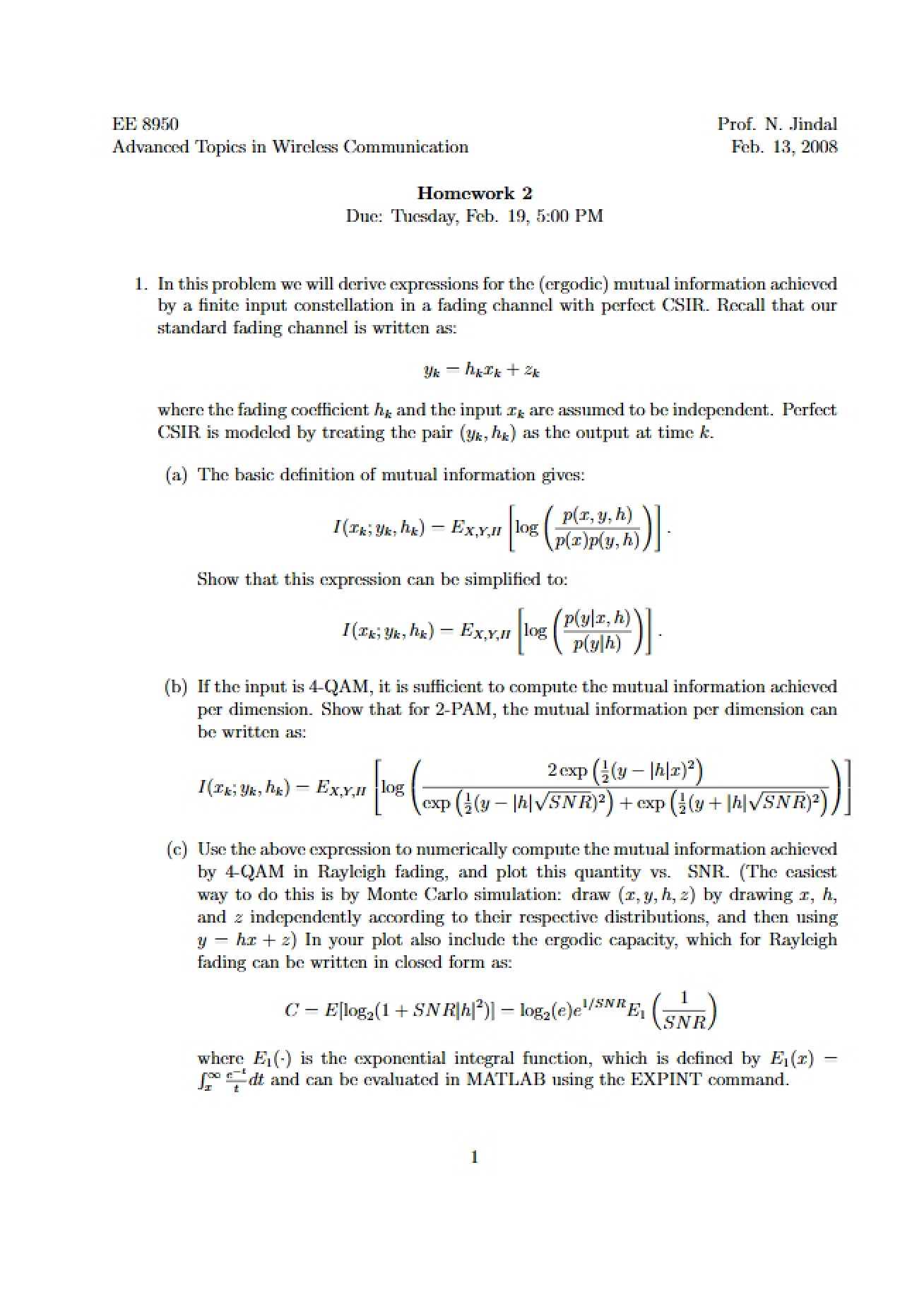 Advanced ECE Topics Homework