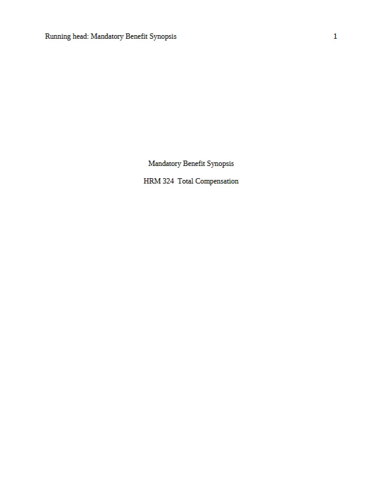 Synopsis of Mandatory Benefits