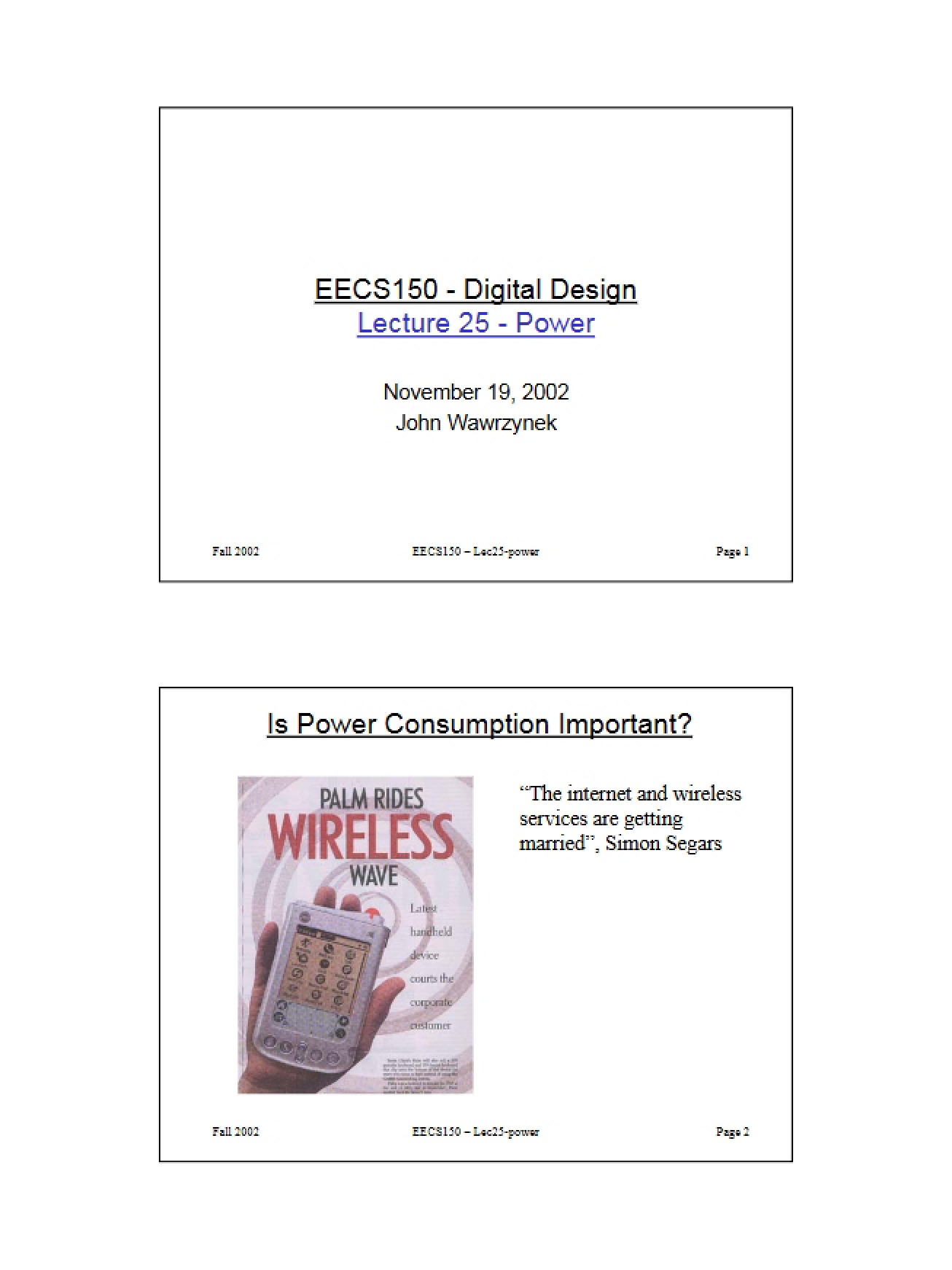 Power Management (Lecture 25)
