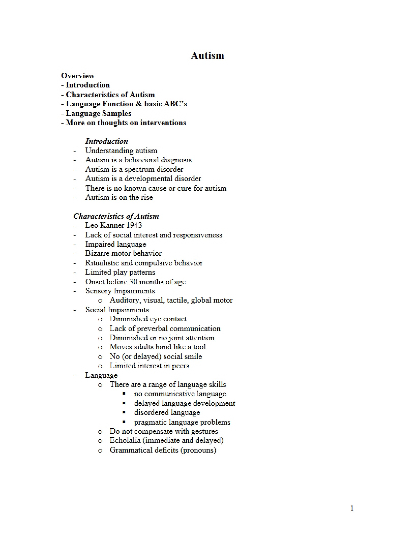Autism Overview
