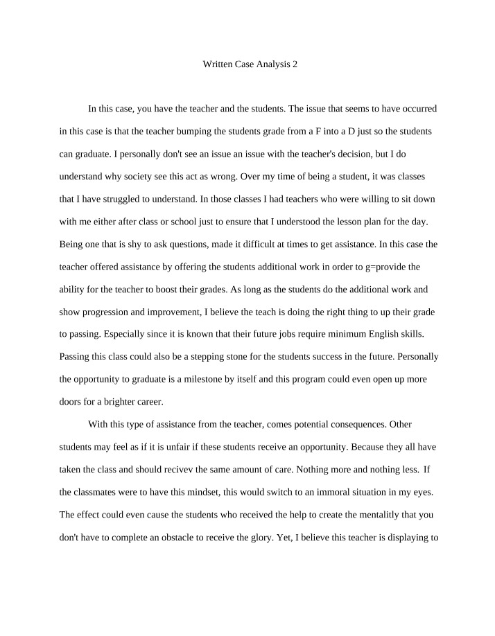 Written Analysis for Case 2