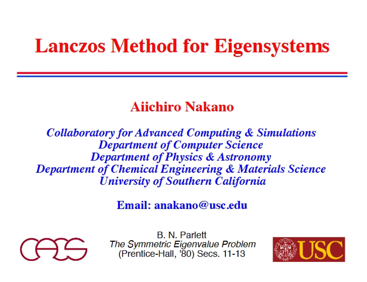 Lanczos Notes