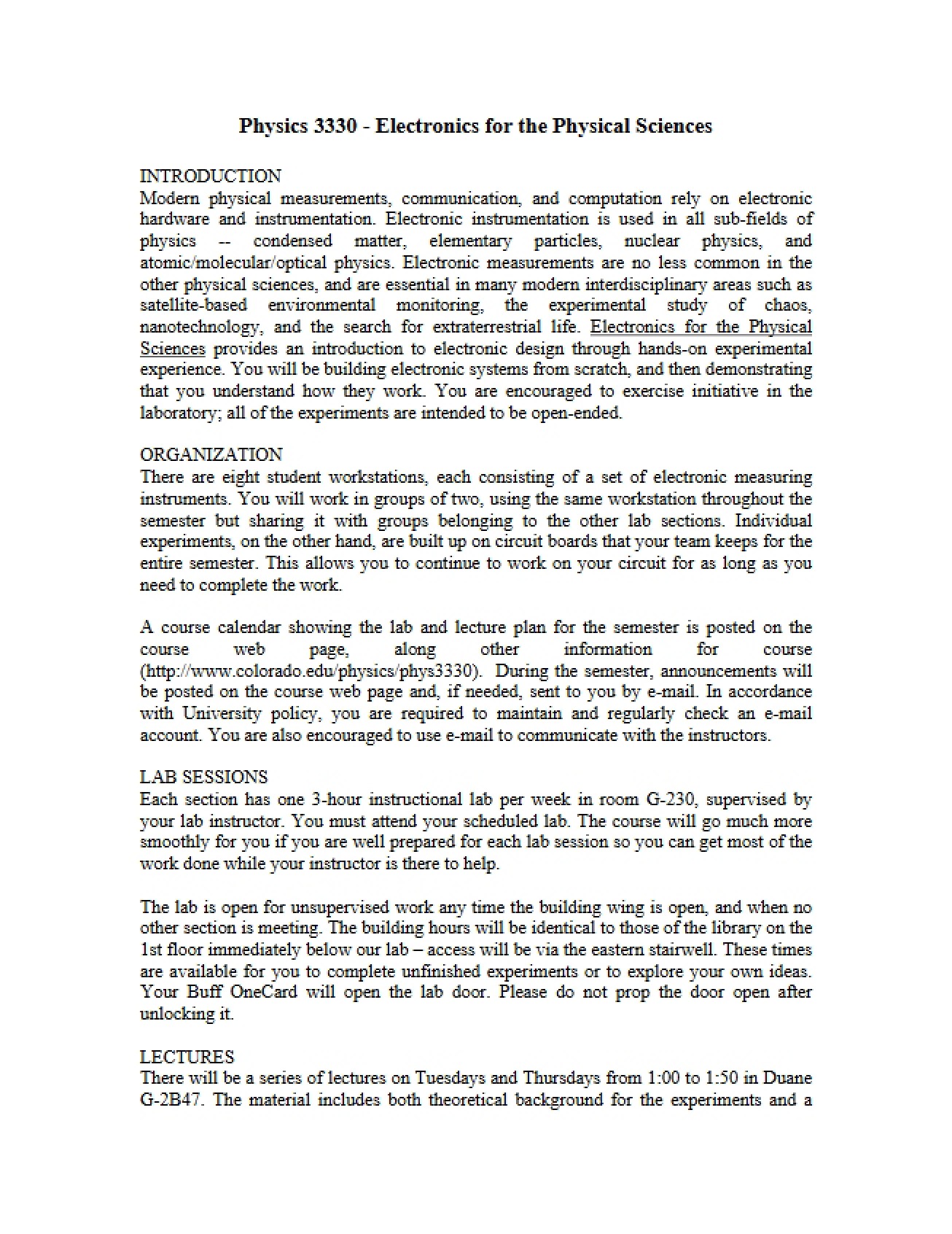Electronics Syllabus (Second Instance)