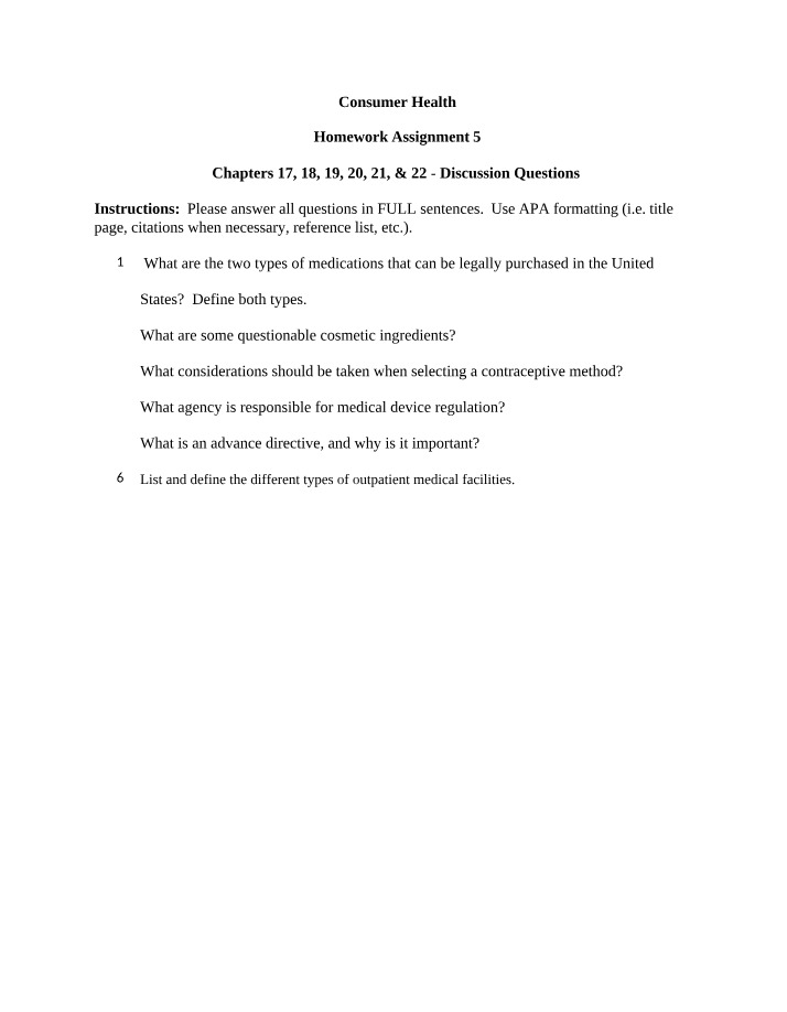 Consumer Health - Discussion Questions on Medications and Cosmetics