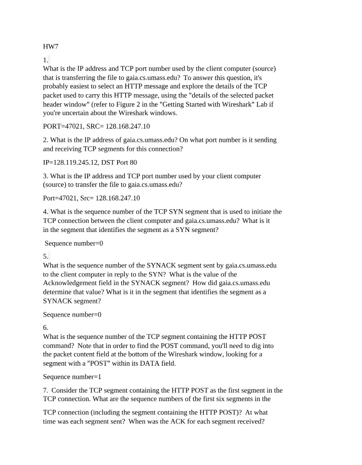 Analyzing TCP Connection and Segment Details