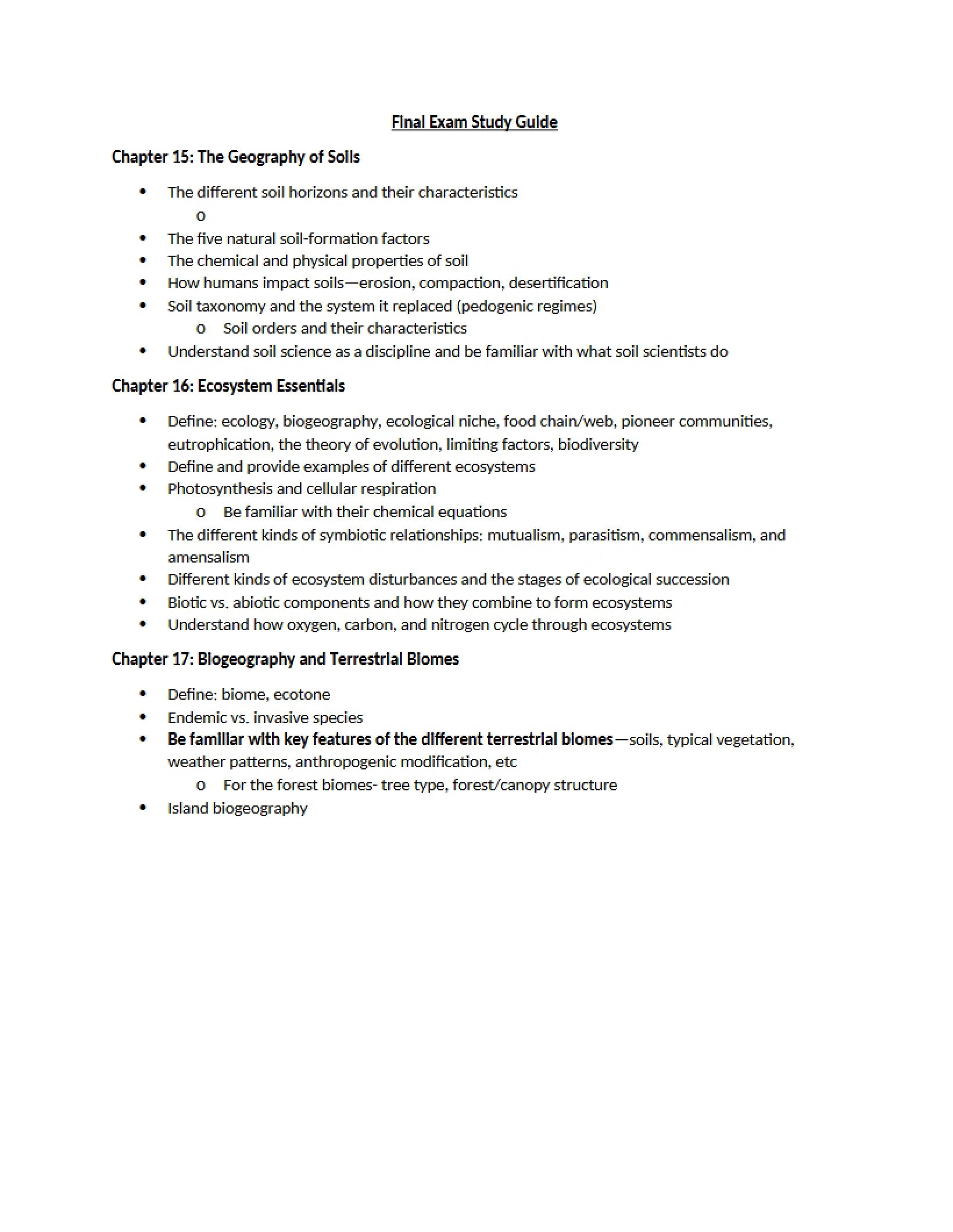 Guide for Final Exam