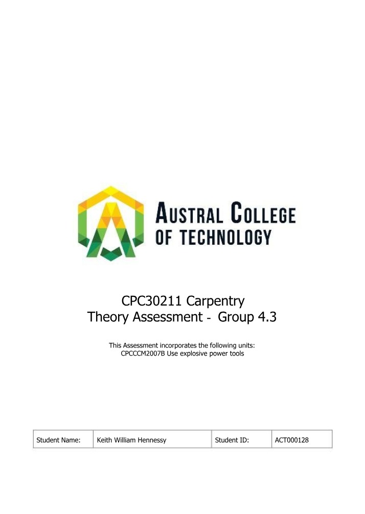 Group 4.3 Theory Assessment for Carpentry CPC30211