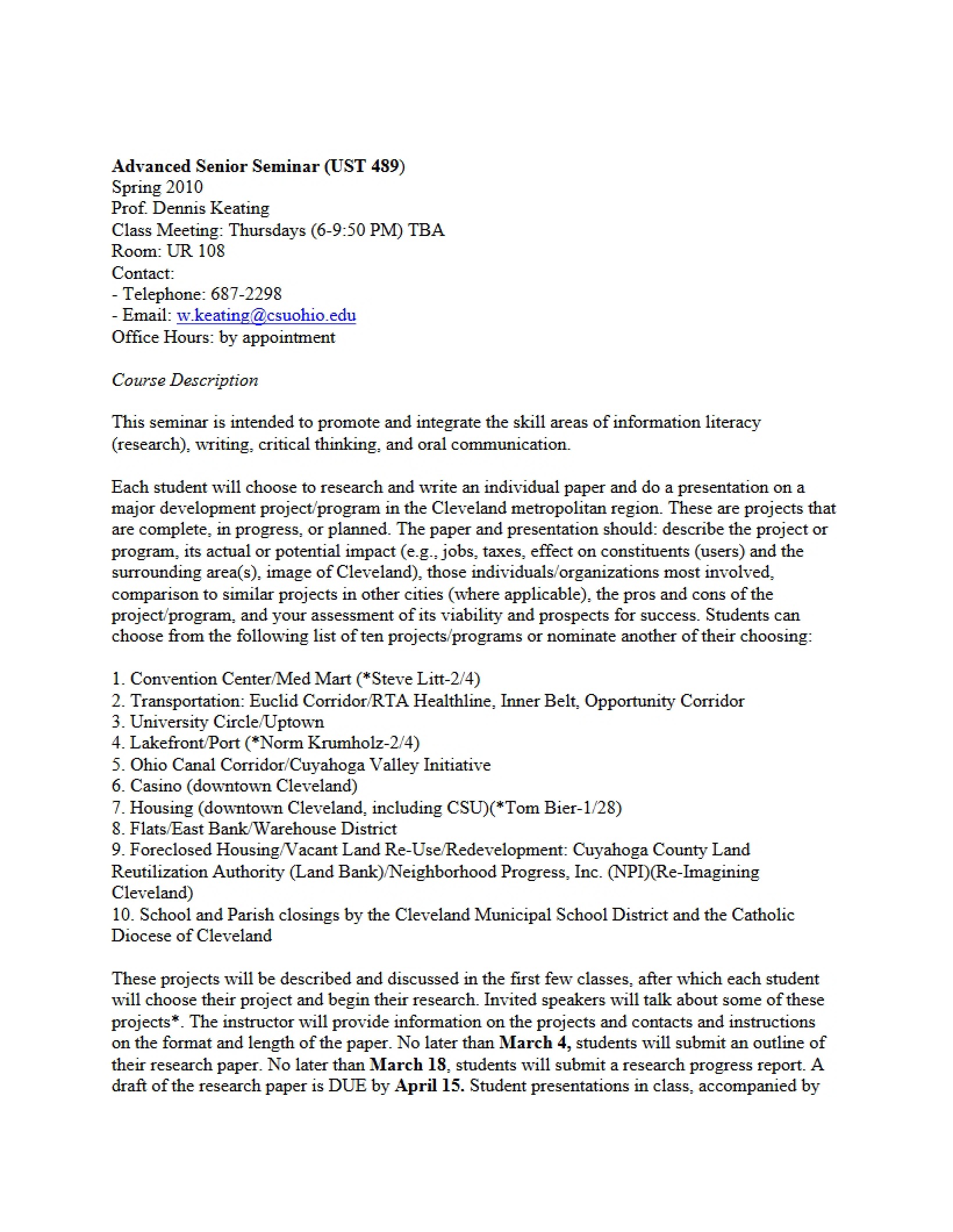 Syllabus Adv Senior Seminar