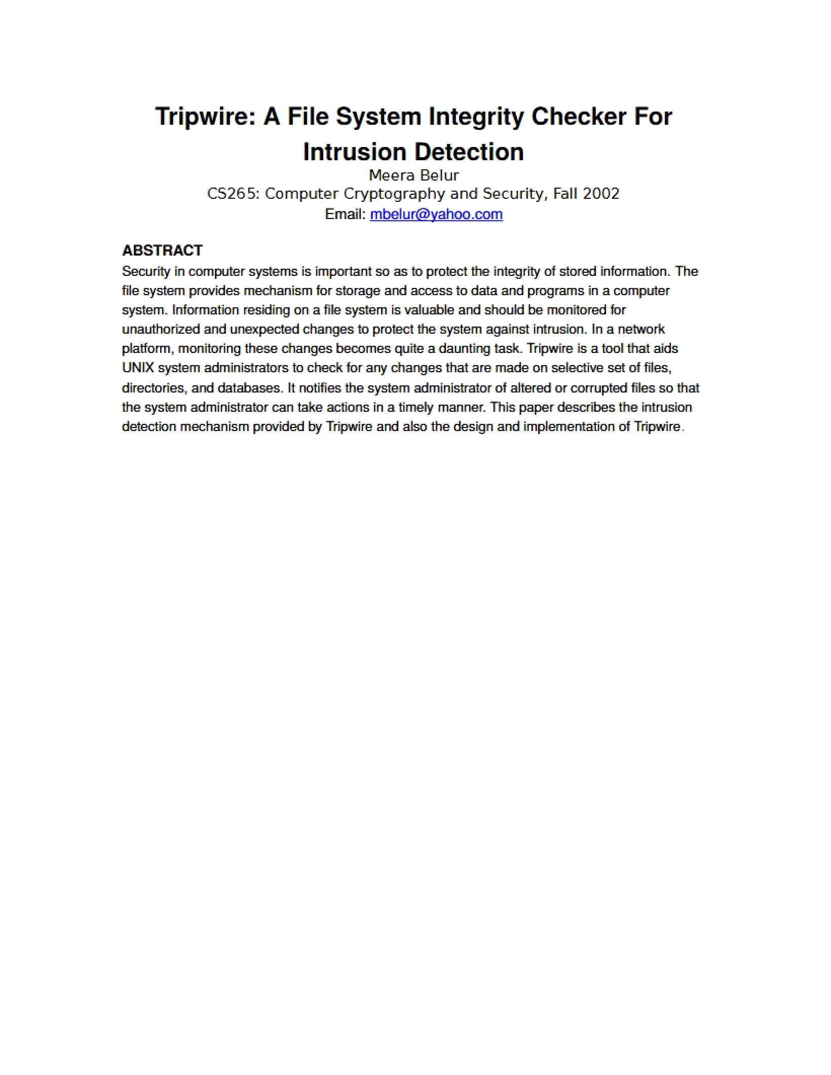 Tripwire Security Tool
