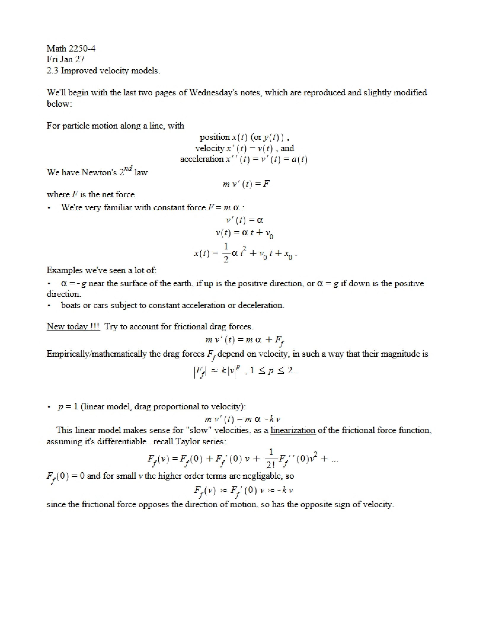 Models for Improved Velocity