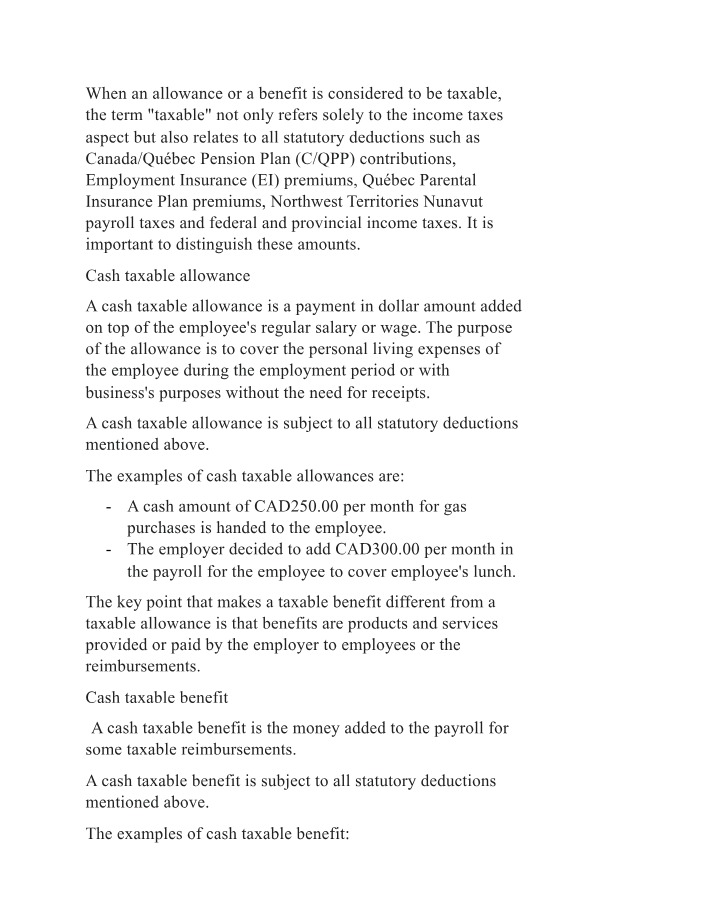 When an Allowance or Benefit is Taxable