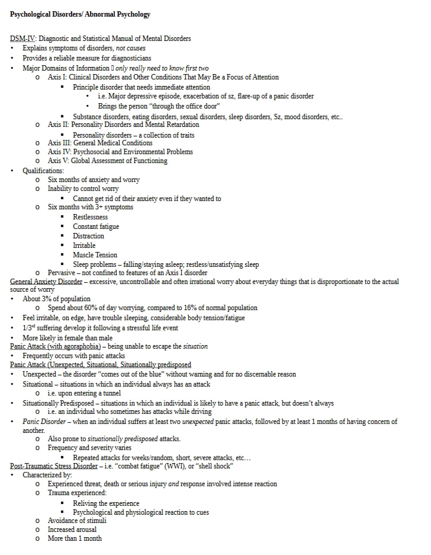 Psychology Disorders