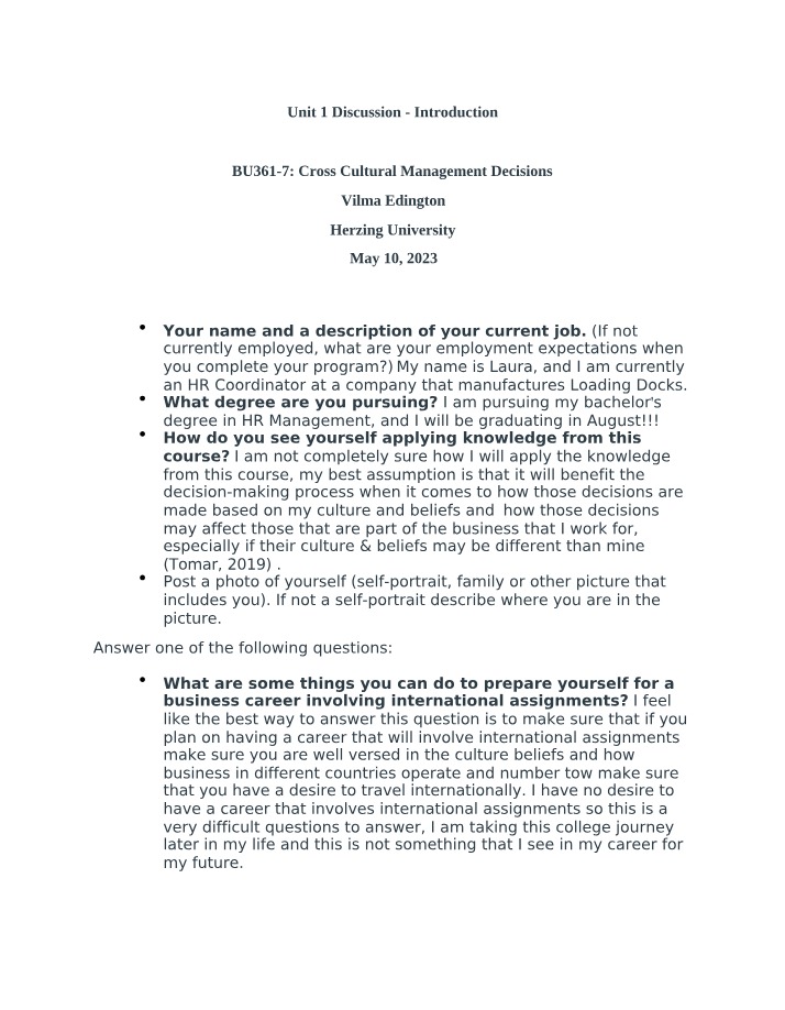 Unit 1 Discussion - BU361-7
