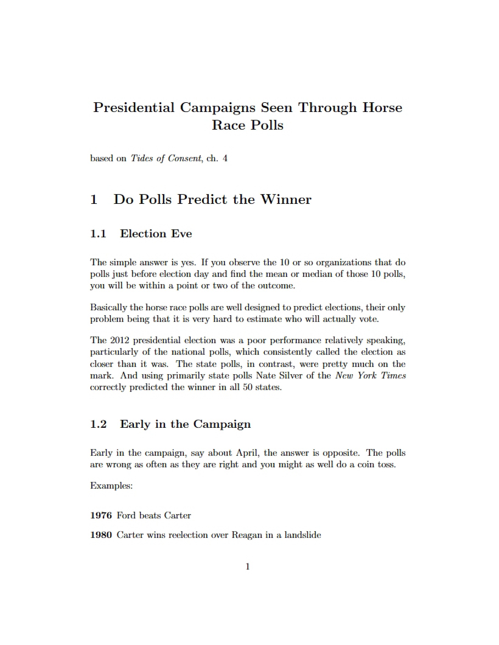 Horserace in Politics (Lecture 21)