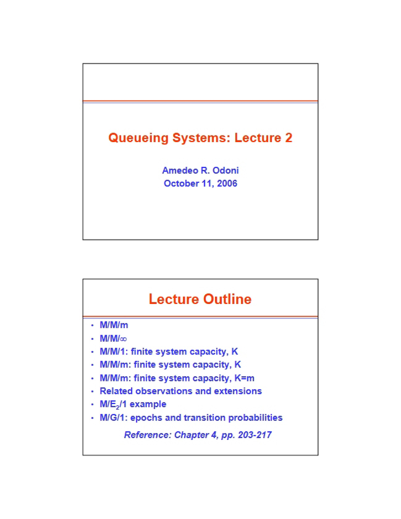 Lecture 2: Queueing Systems
