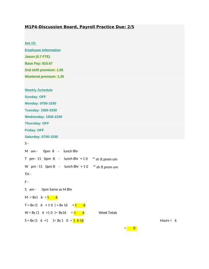 Calculating Employee Pay and Schedule - Master Payroll Practice