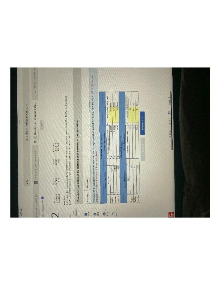 Receivables Turnover Ratio and Average Collection Calculation