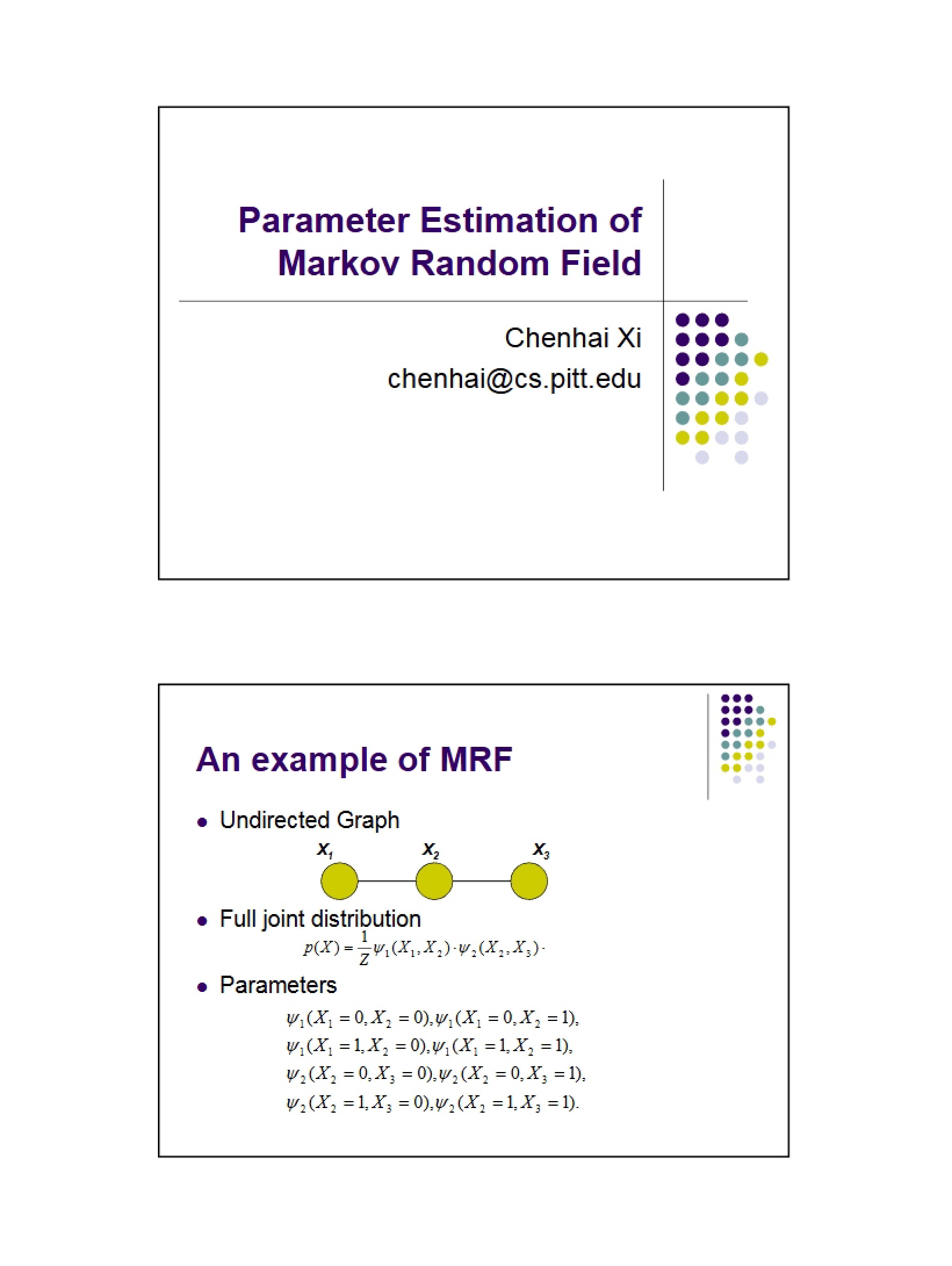 Markov Random Field Parameter Estimation