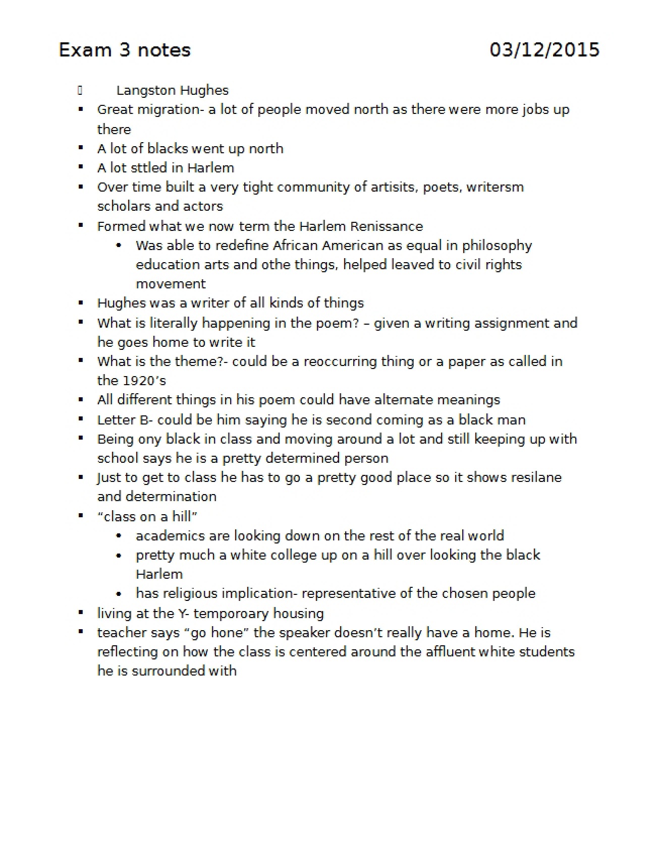Notes for Exam Three