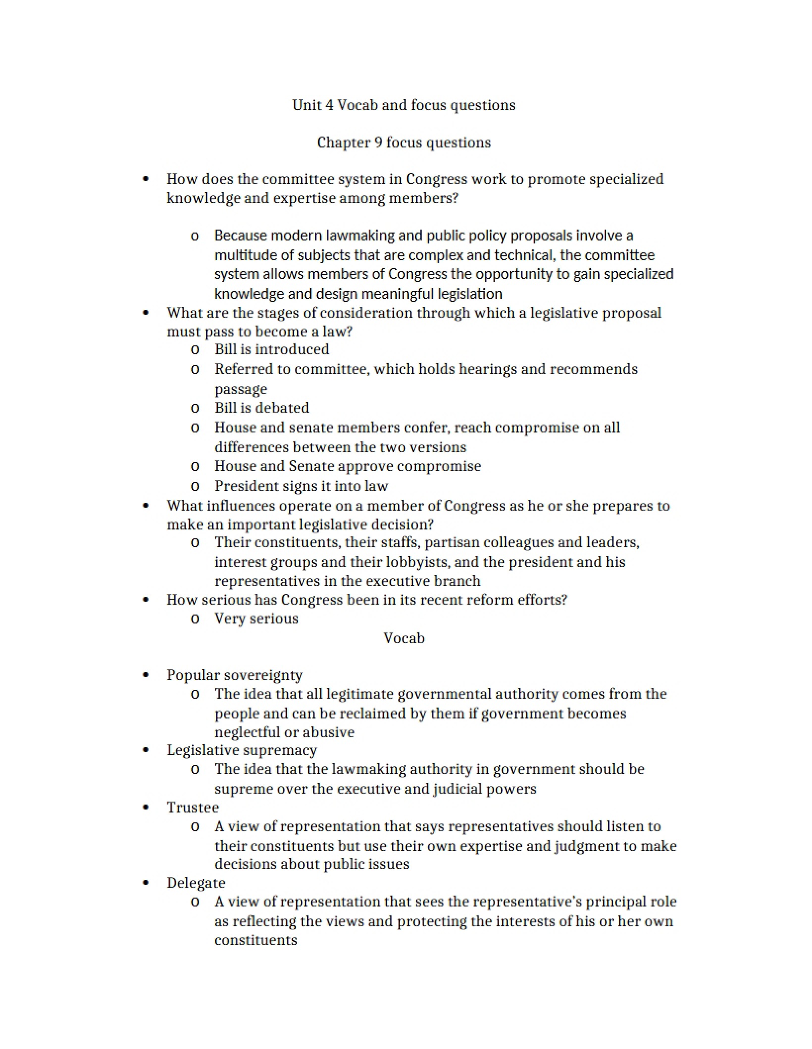 Focus Questions Chapter 9