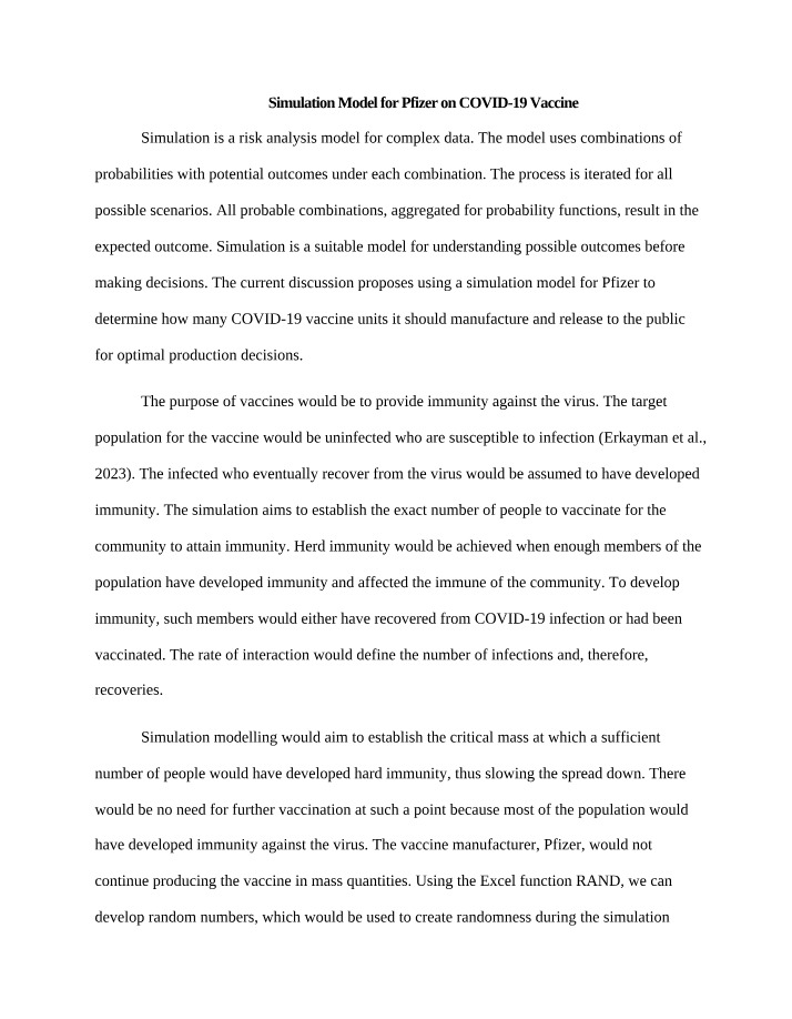 Simulation Model for Optimizing Pfizer COVID-19 Vaccine