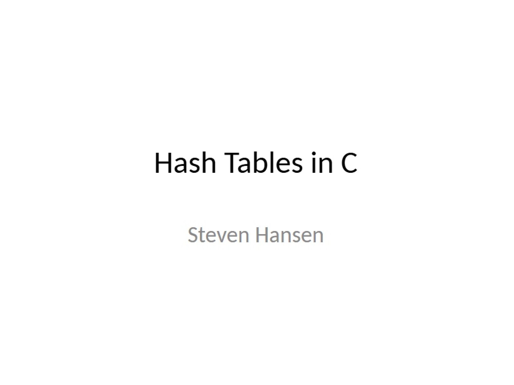 C Programming Hash Tables