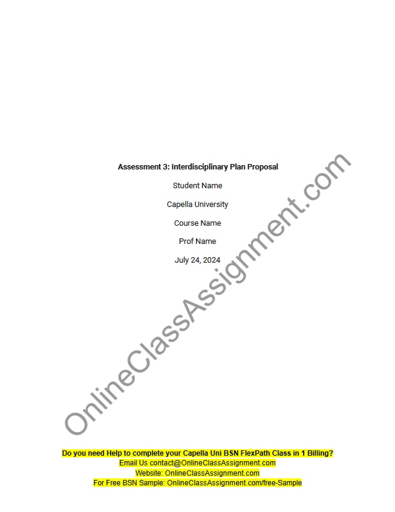 Interdisciplinary Proposal Plan (Assessment 3)