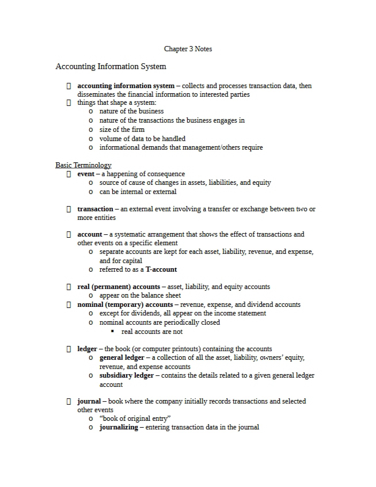 Notes for Chapter 3