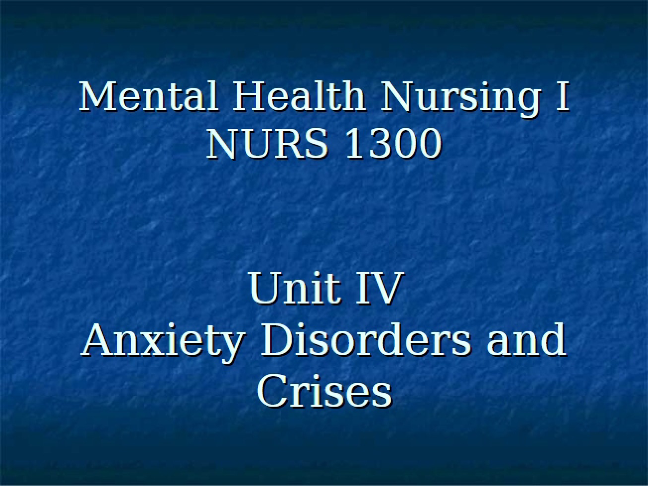 Crises and Anxiety Disorders