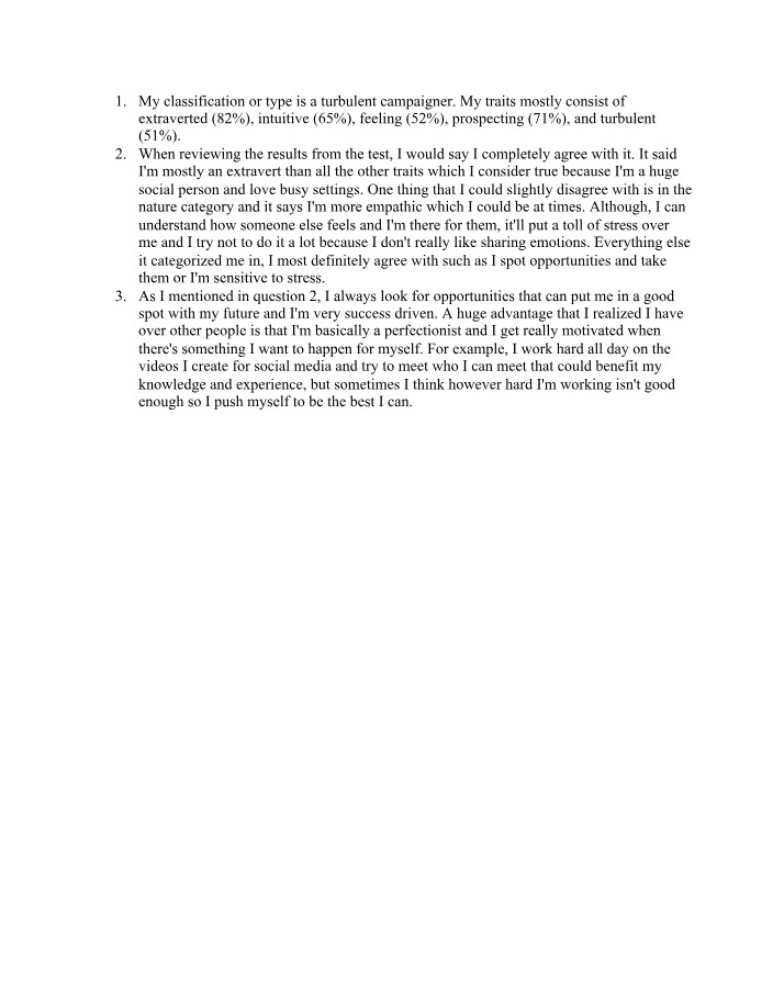 Assignment on Personality