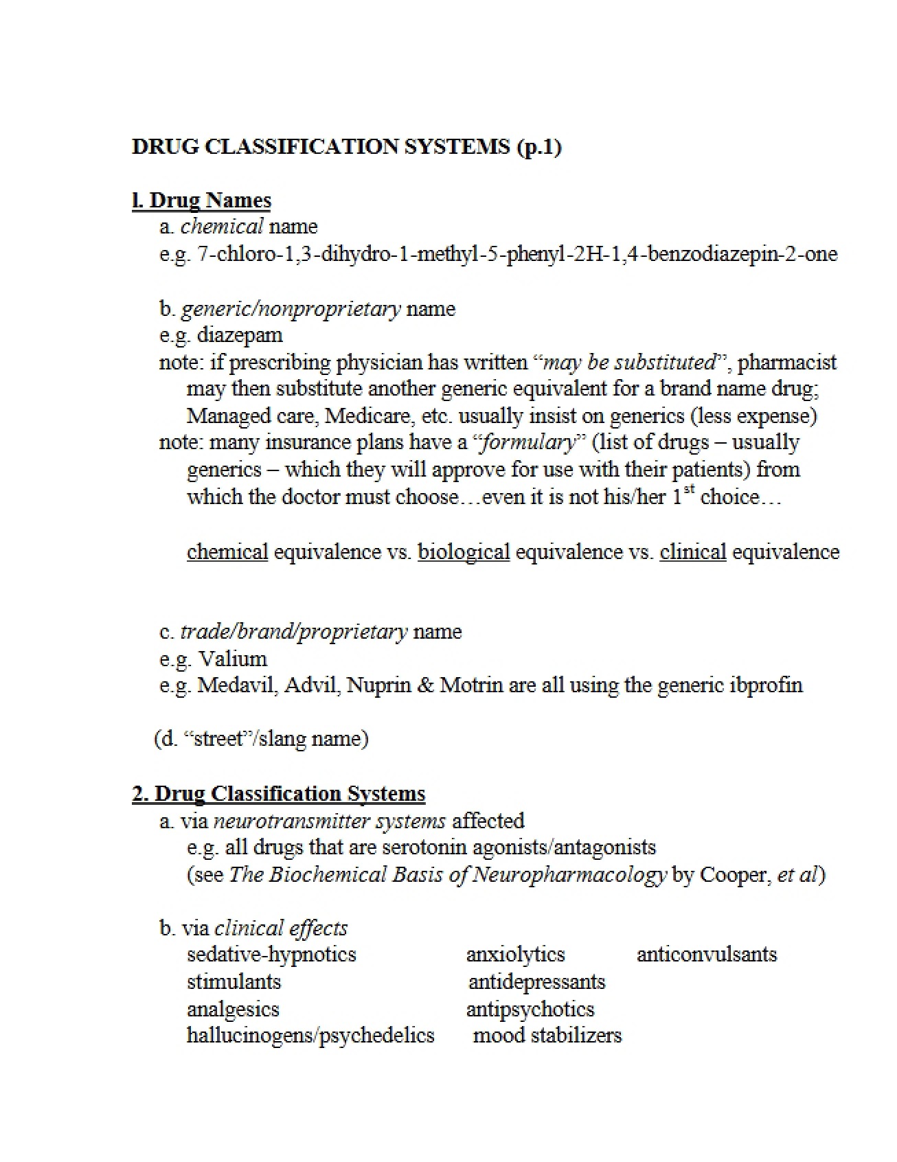 Systems of Drug Classification