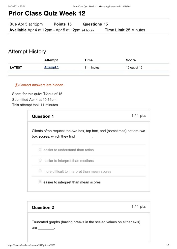 Week 12 Prior Class Quiz