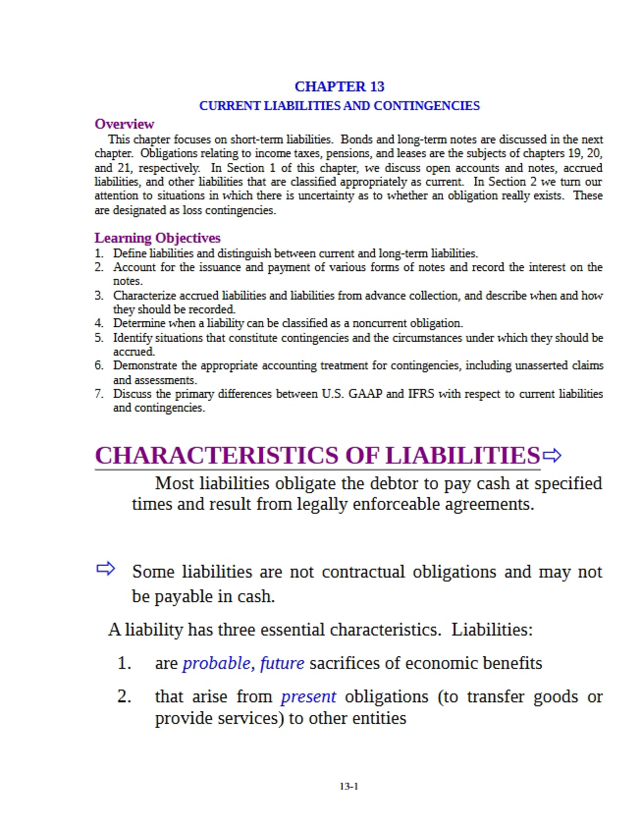 Thirteenth Chapter Current Liabilities and Contingencies